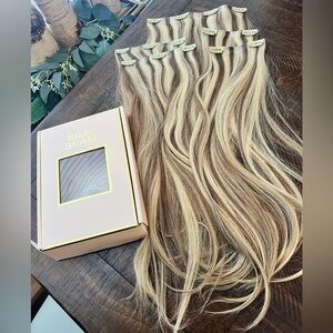 BELLAMI 20” SILK SEAM CLIP-IN, ASH BRONDE HIGHLIGHT- New, Never Worn or Blended